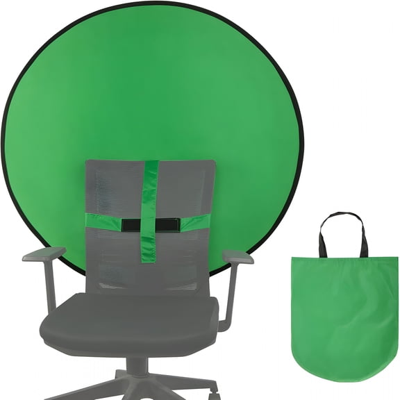 AUQ 1 Pc Green Screen Backdrop 43 in / 110 Cm Diameter Foldable Portable Photography Background Green Screen Chroma Key Backdrop for Photography Photo Video Studio,Live Streaming,Video Meeting