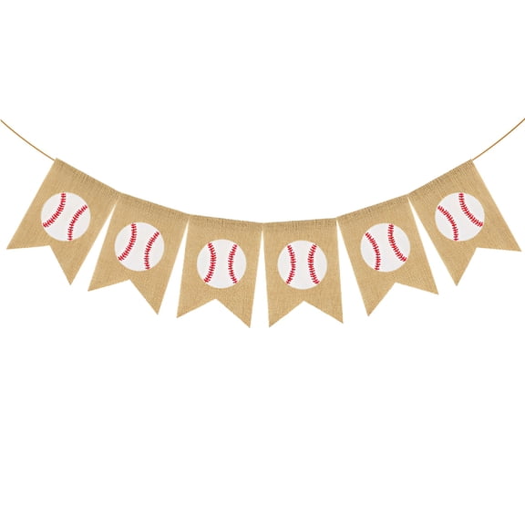 AUQ 1 Set Sports Themed Swallowtail Banners Baseball Pattern Garlands Linen Flags Party Decorations