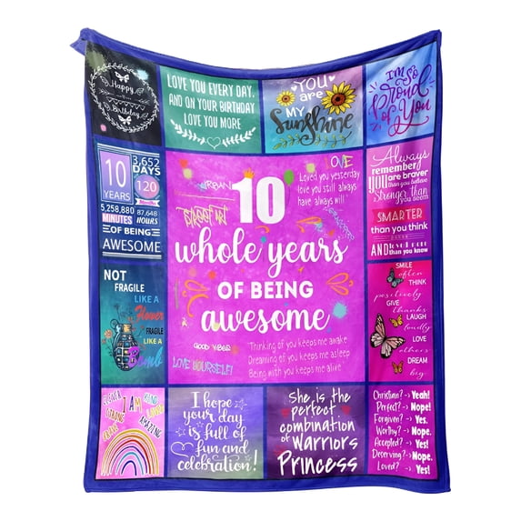 AUQ 10 Year Old Girl Gift Ideas, Gifts for 10 Year Old Girl, 10 Year Old Girl Gifts, Gift for 10 Year Old Girl, 10Th Birthday Blanket 60" X 50"