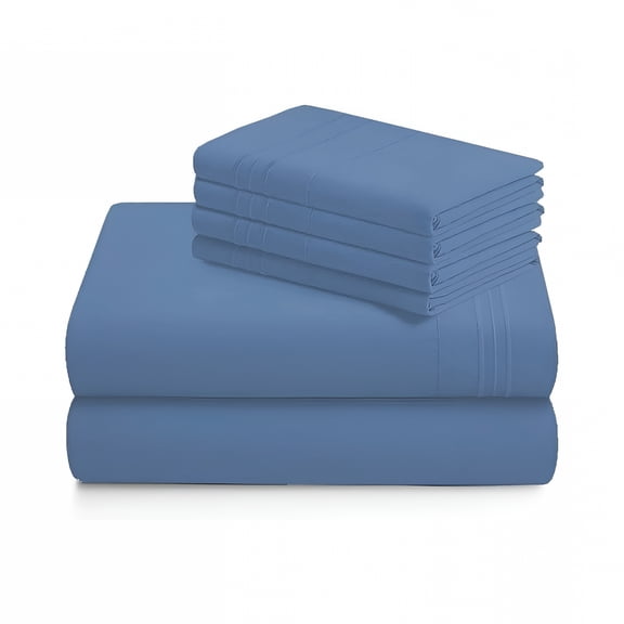 AUQ 100% Egyptian Cotton 800 Thread Count Queen Sheet Set, Sateen Weave Luxury Bedding, Medium Blue