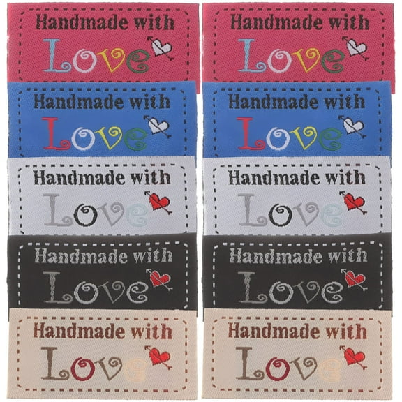 AUQ 100 Pcs Love Woven Label Quilt Personalized Tags for Handmade Items Handmade Tag Label Handmade Tags for Crochet