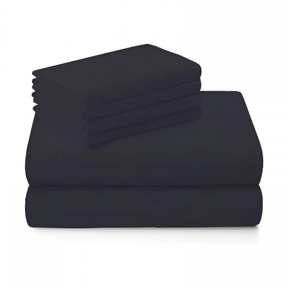 AUQ 100% Pure Egyptian Cotton 800 Thread Count Sheet Set,4 Pc Set,Sateen Weave,Soft Luxury Bedding,Fits Upto 21" Inch Deep Pocket (Black Solid,King Size)