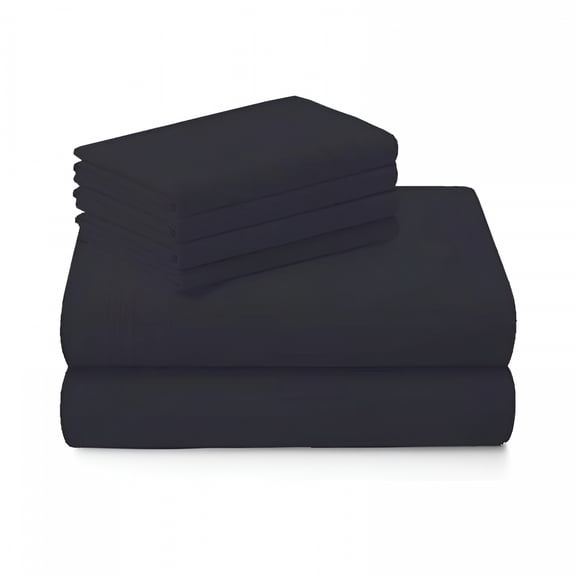 AUQ 100% Pure Egyptian Cotton 800 Thread Count Sheet Set,4 Pc Set,Sateen Weave,Soft Luxury Bedding,Fits Upto 21" Inch Deep Pocket (Black Solid,Queen Size)