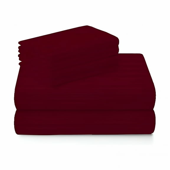 AUQ 100% Pure Egyptian Cotton 800 Thread Count Sheet Set,4 Pc Set,Sateen Weave,Soft Luxury Bedding,Fits Upto 21" Inch Deep Pocket (Burgundy Stripe,California King Size)