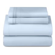 AUQ 1000 Thread Count 100% Egyptian Cotton Sheet Set, Queen Size Bedding, Light Blue, Deep Pocket Fitted Sheet, Soft and Breathable Luxury Bed Linen