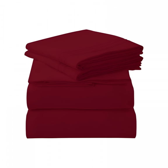 AUQ 1000 Thread Count Burgundy Cotton Bed Sheet Queen Sheets,Queen-Deep Pocket