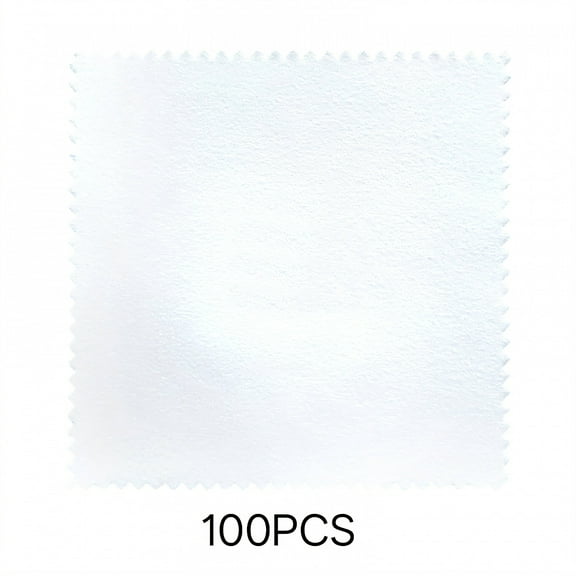 AUQ 100Pcs Silver Polishing Cloth,Wet Dry Applicable Jewelry Polishing Cloth,Various Wiping Methods Polishing Cloth,White