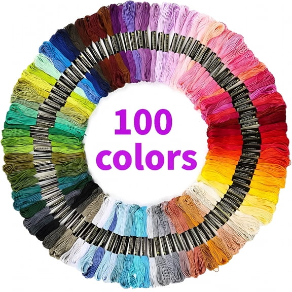 AUQ 100pcs Embroidery Floss,Rainbow Friendship Bracelet String of Cross Stitch Threads & String for Bracelet Making 8.75 yds