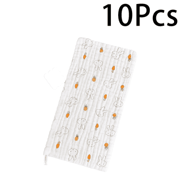 AUQ 10Pcs Baby Washcloths Solid Color Muslin Burp Cloths 100% Cotton Baby Towels,Rabbit,9.84*19.69in