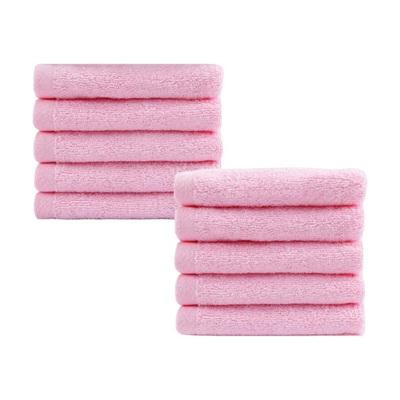 AUQ 10Pcs Bamboo Washcloths Towel,Super Absorbent Baby Wash Cloths,Eco-Friendly and Soft Face Wash Cloths,Essential Baby Necessities for Gentle Care,Pink