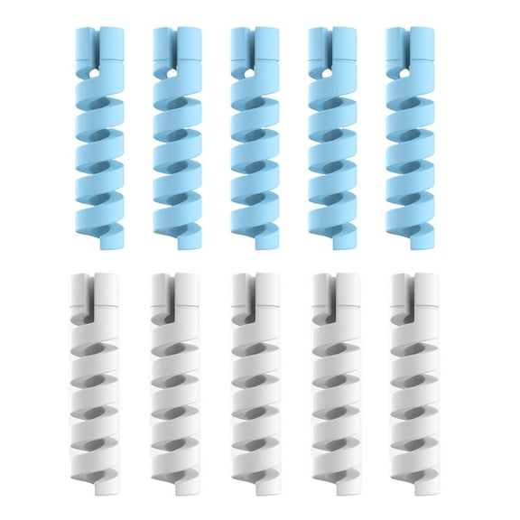 AUQ 10Pcs Charger Protector Prevents Cable Damage from Bending and Twisting Cable Protector Blue and Grey