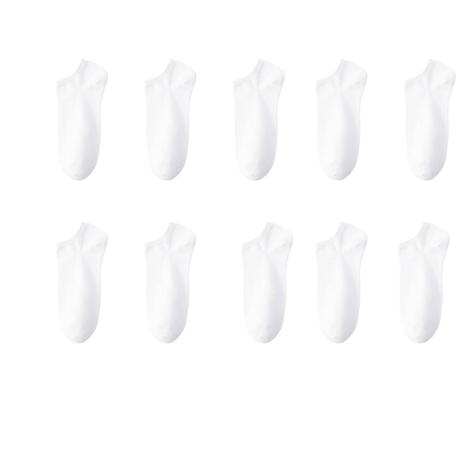 AUQCO 10Pcs Mens No Show Socks - Low Cut Socks for Men & Women,Whtie