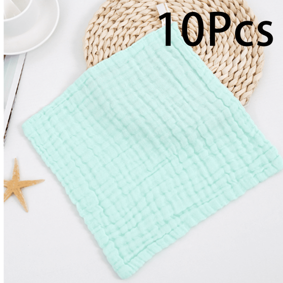 AUQ 10Pcs Muslin Burp Cloths Pure Cotton Baby Washcloths Formaldehyde-Free Baby Towels,Green