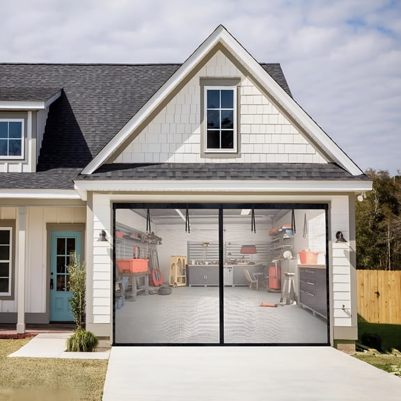 AUQ 10x7Ft Garage Screen Doors for 1 Car Garage - Magnetic Closure Garage Screen Door Retractable, Heavy Duty, Retractable Net