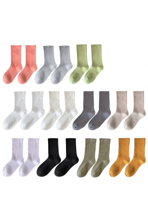 AUQ 11Pcs Socks for Women,100% Cotton Material Womens Socks,Fashionable Slouchy Design Seamless Design Women Socks