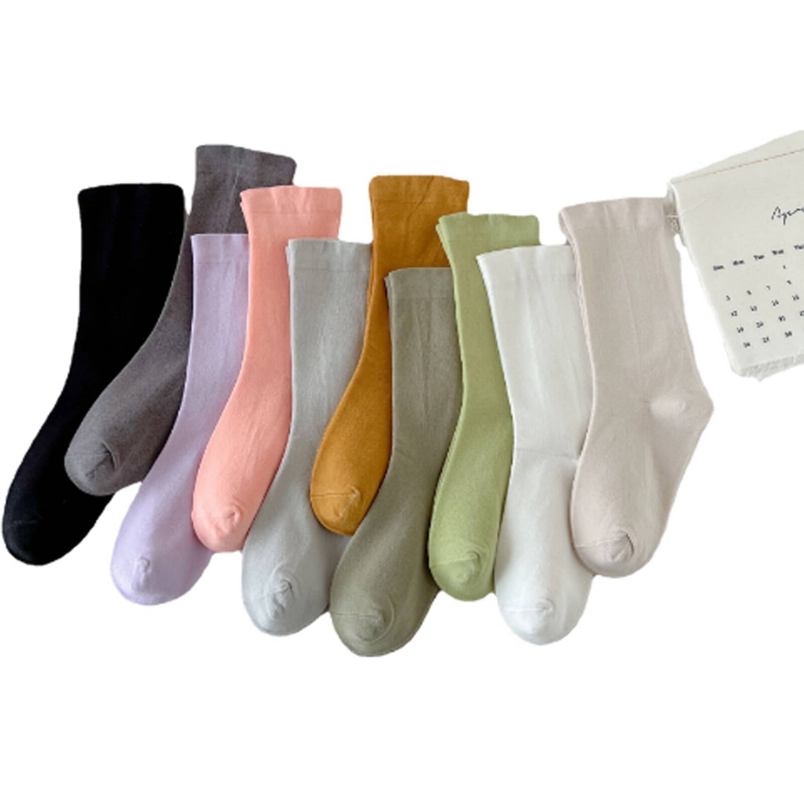 AUQ 11Pcs Socks for Women,Trendy Slouchy Womens Socks,Seamless Comfort Cotton Socks for Women