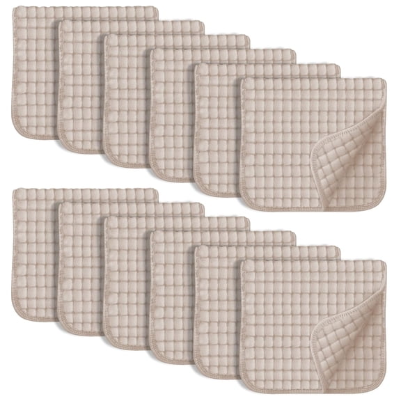 AUQ 12 Pack Muslin Burp Cloths Large 100% Cotton Hand Washcloths for Baby - Baby Essentials Extra Absorbent and Soft Boys &Amp; Girls Milk Spit Up Rags for Newborn Registry - Brown, 20" X10"
