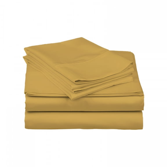 AUQ 1200 Thread Count Full Size Deep Pocket Solid Cotton Sheet Set (Full,Gold)