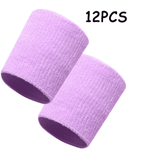 AUQ 12Pcs Wrist Bands Polyester Fiber Sweat Band High Elasticity Wristbands,Light Purple