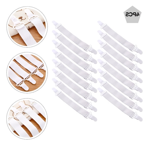 AUQ 16 Pcs Bed Sheet Holder Straps, Triangle Mattress Clips with Heavy Duty Suspenders, Adjustable Fasteners to Keep Sheets in Place