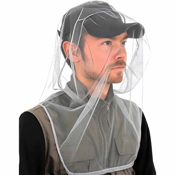 AUQ 2 Packs Mosquito Head Net Mesh, Bug Net for Head Better Sealing Face Neck Mask Suitable for All Seasons Mosquito Net Hat (Black)