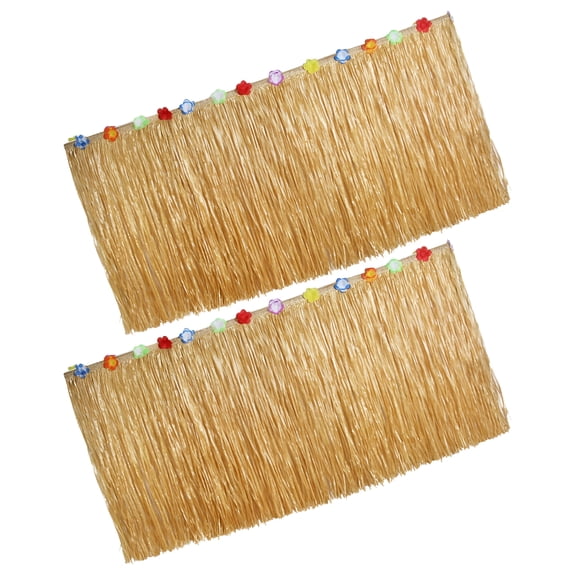 AUQ 2 Pcs Hawaiian Birthday Party Decorations Grass Table Skirt Man Brown
