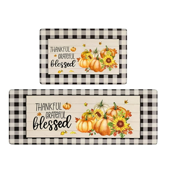 AUQ 2 Pcs Kitchen Rugs And Mats For Floor Non-Slip Backing Mat Kitchen Decor Kitchen Rug Decor 16x24in+16x48in