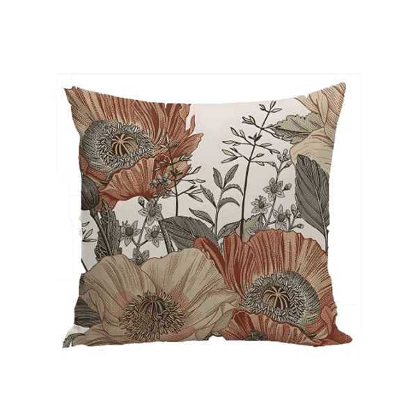 AUQ 2 Pcs Throw Pillow Covers,18"×18" Vintage Floral Body Pillow Pillowcase,Fade-Resistant Boho Pillow Covers,Red