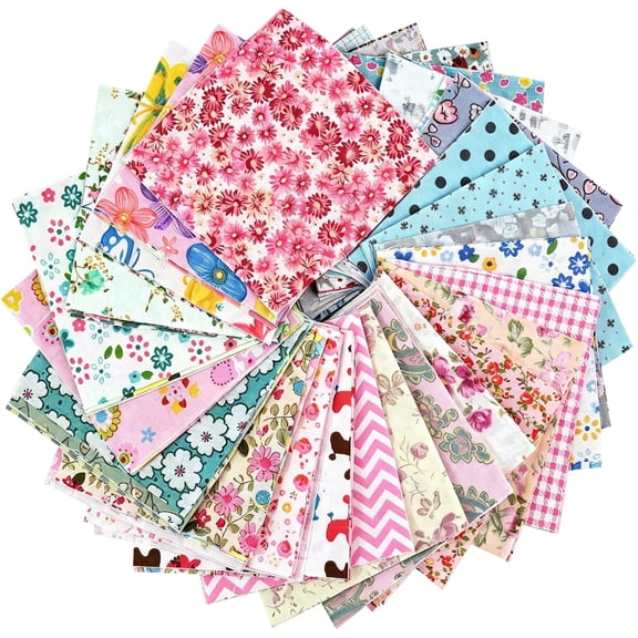 AUQ 200PCS 4x4 Inch Vintage Fabric Squares,Quilting Fabric Bundles with 50+ Colors & Patterns,Pre Cut Quilt Squares for Sewing Clothes & Crafts,Charm Packs for Quilting Supplies