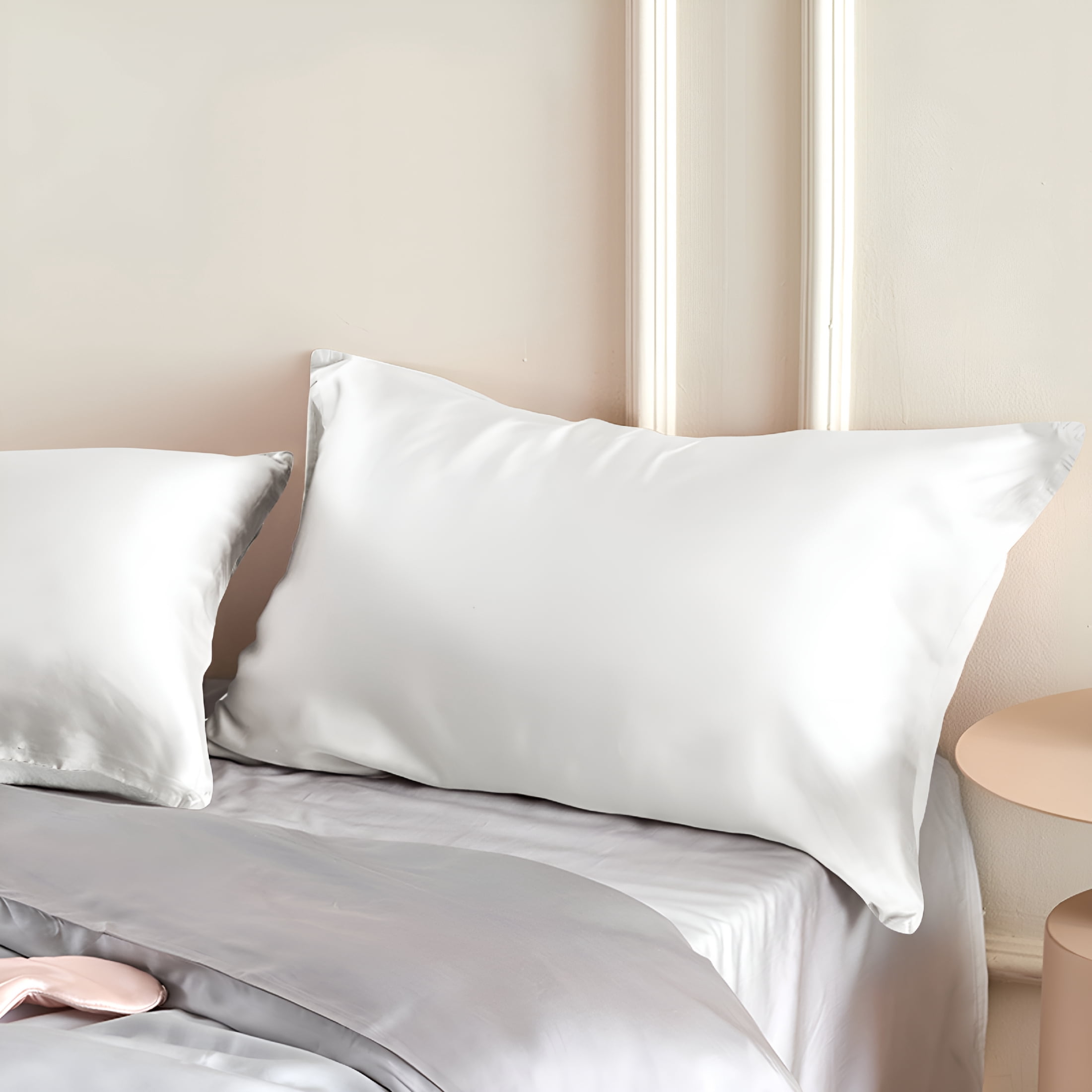 AUQ 2026 New 1 Pack 100% Pure Both Sides Mulberry Silk Pillowcase for Hair and Skin,White Silk Pillow Cases 22 Momme Bed Pillow Case with Hidden Zipper,King,20"X36",White