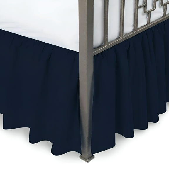 AUQ 2026 New 100% Egyptian Cotton 800 Thread Count Hotel Quality Dust Ruffle Bed Skirt, 15" Inch Drop Length Ruffle Bed Skirt, Twin Size (39" X 75") Inch, Navy Blue Solid