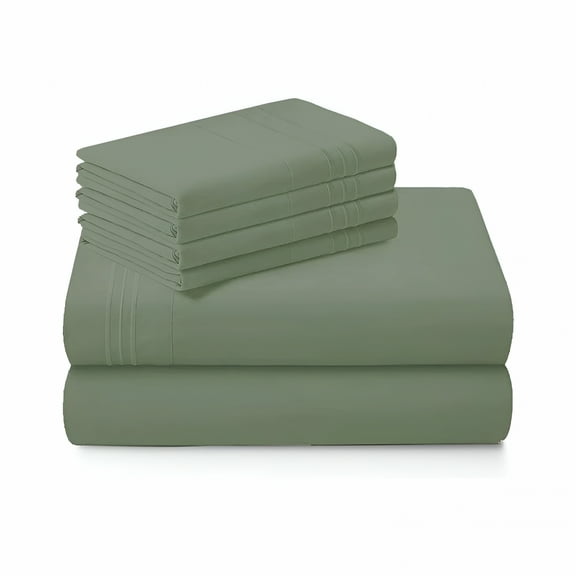 AUQ 2026 New 100% Pure Egyptian Cotton 800 Thread Count Sheet Set,4 Pc Set,Sateen Weave,King Size Sheet Set Soft Luxury Bedding,Fits Upto 21" Inch Deep Pocket (Sage Solid,King Size)