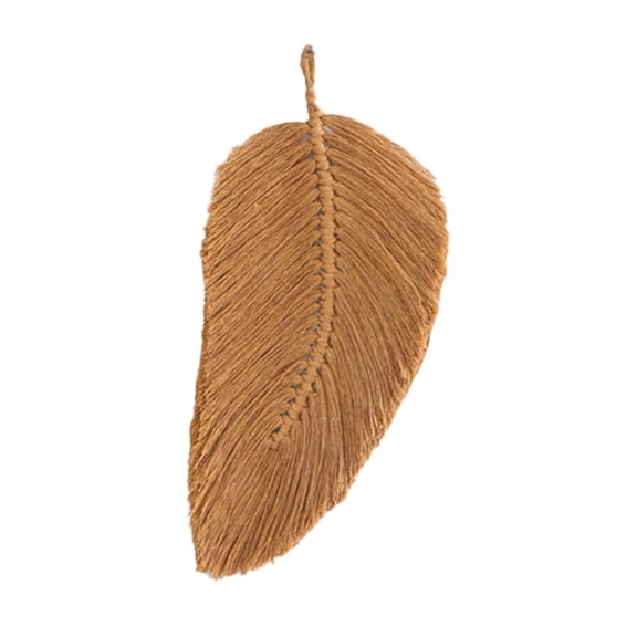 AUQ 2026 New 11.8" Cotton Line Woven Leaf Shaped Tapestry Wall Decor,Soft Fine Workmanship Macrame Wall Hanging Feather Boho Chic Woven Leaf Tassels Ornament for Bedroom Living Room Apartment Porch