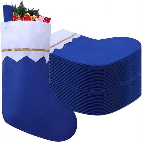 AUQ 2026 New 12/24/36/60/120 Pack Felt Red Green Christmas Stockings 15 Inches Personalized Christmas Stockings White Cuff with Gold Trim Diy Christmas Stockings for Christmas Party Decorations