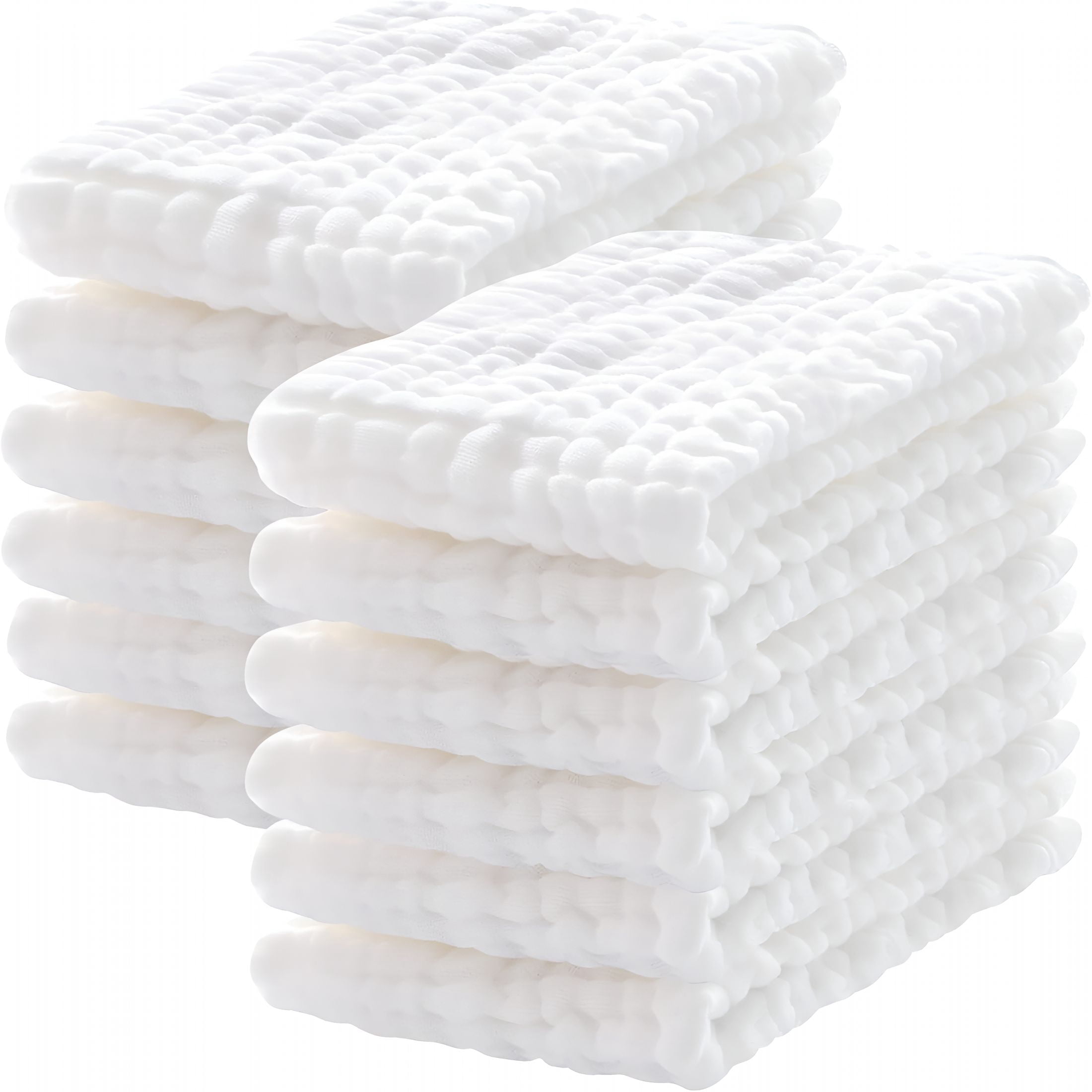 AUQ 2026 New 12 Pack Muslin Burp Cloths 100% Cotton Muslin Cloths Large 20''X10'' Extra Soft and Absorbent Baby Burping Cloth-White