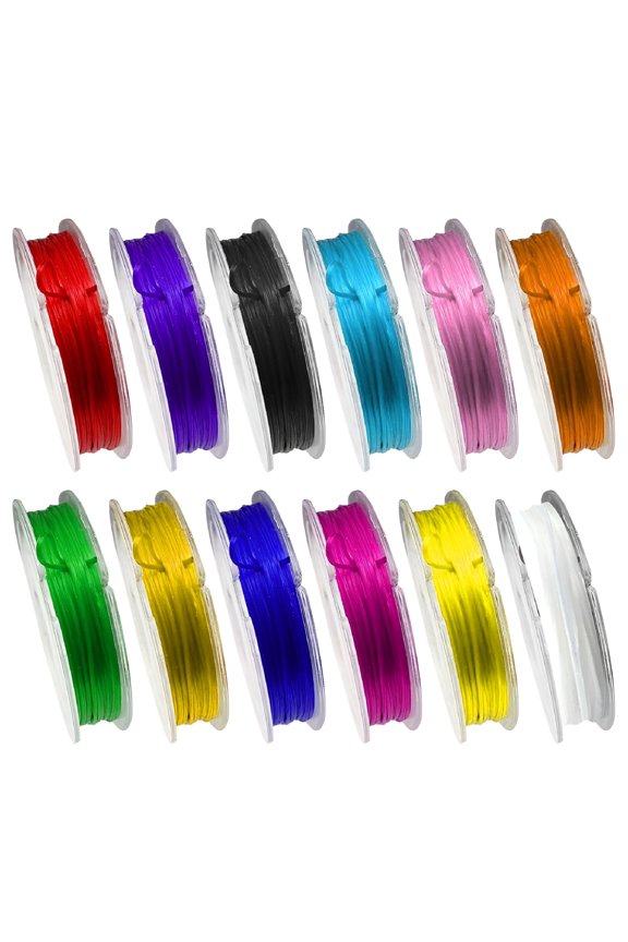 AUQ 2026 New 12 Rolls of Lanyard String Plastic String Lacing Cord Beads Lacing Rope Beading Material-For Jewelry Making,Lanyard Crafting,Keychains,Beadwork,Diy Projects,School Supplies