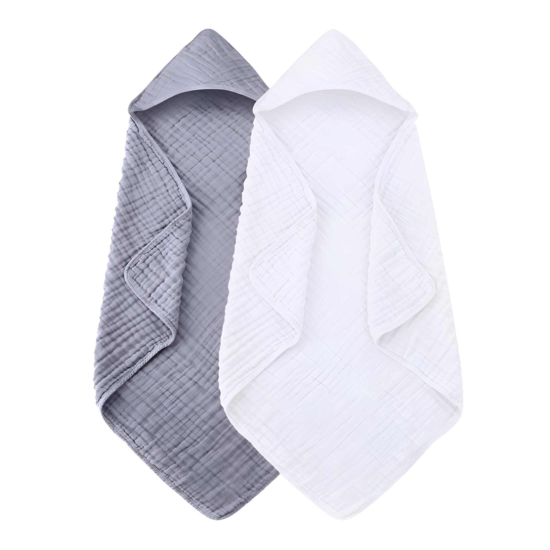 AUQ 2026 New 2 Pack Hooded Baby Towels for Newborn 100% Muslin Organic Cotton Baby Bath Towel with Hood for Babies Infant Toddler Soft and Absorbent Baby Bath Essentials Hooded Towels for Kids