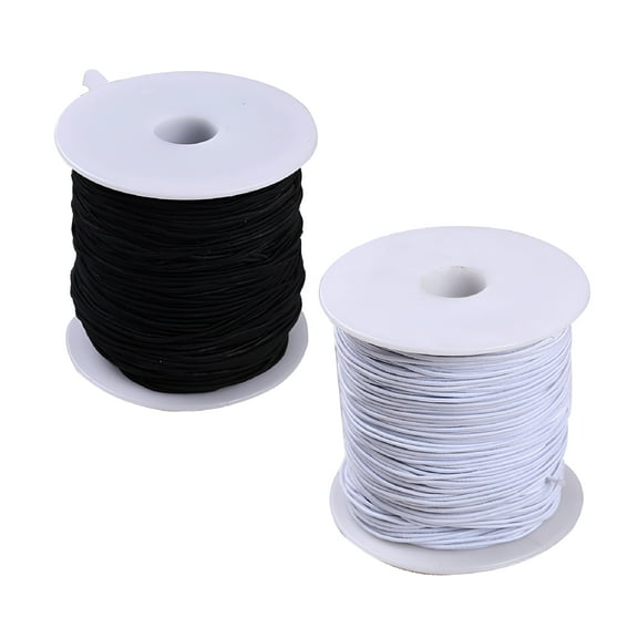 AUQ 2026 New 2Pcs 0.8 Mm Elastic Cord Thread Beading Threads Stretch String Fabric Crafting Cord for Jewelry Making for Bracelet Making,Necklace Stringing,Beading,Craft Projects(Black,White)