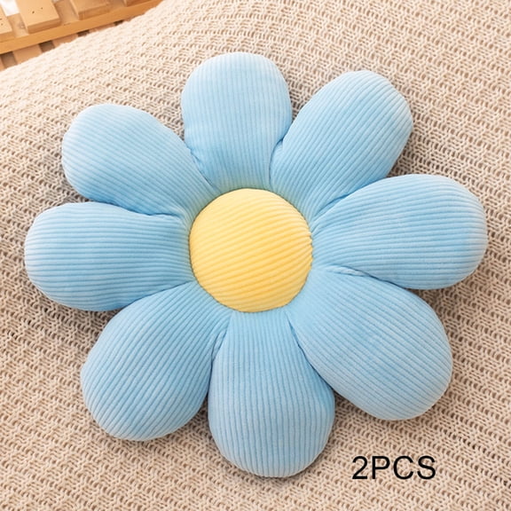 AUQ 2026 New 2Pcs Flower Pillow Soft Plush Cushion Cute Flower Pillow for Office Bedroom and Living Room Decoration High Density Memory Foam Seat Cushion Blue for Chair Sofa Bed Study Lounge.