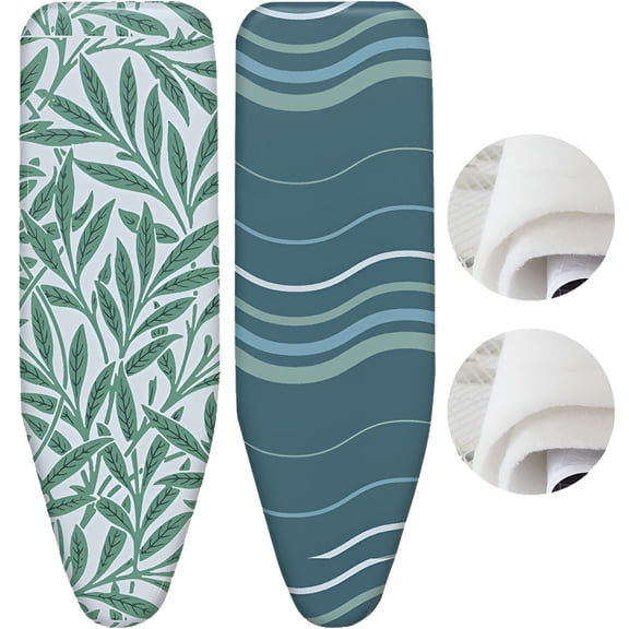 AUQ 2026 New 2Pcs Ironing Board Cover and Pad,Double-Layer Cotton Pad Iron Board Cover with Padding,Elongated Shape Gliding Motion Ironing Board Cover,12*36In