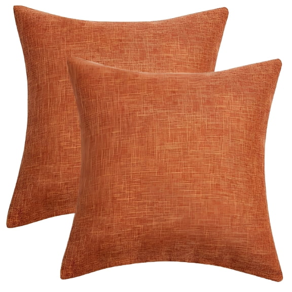 AUQ 2026 New 2Pcs Thanksgiving Pillow Covers Solid Color 18X18 Inch for Fall Decorations Rustic Linen Decorative Square Throw Pillow Covers for Sofa Couch Farmhouse Home Decoration