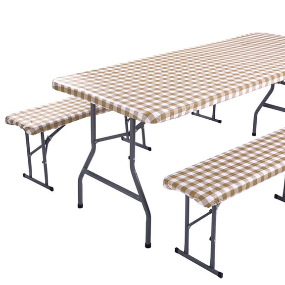 AUQ 2026 New 3Pcs Table Cloth Modern Picnic Table Cover for Elegant Parties Quick-Clean Tablecloths for Dining and Social Events for Picnic Party Outdoor Orange Checkered
