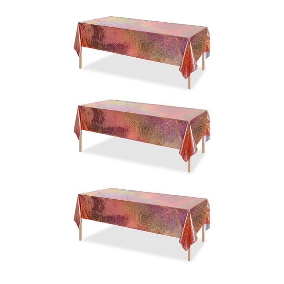 AUQ 2026 New 3Pcs Table Cloth,Premium Aluminum Foil Table Cover,Smooth Waterproof and Stain Resistant Table Protector for Dining Room Table,Style2,137*274Cm