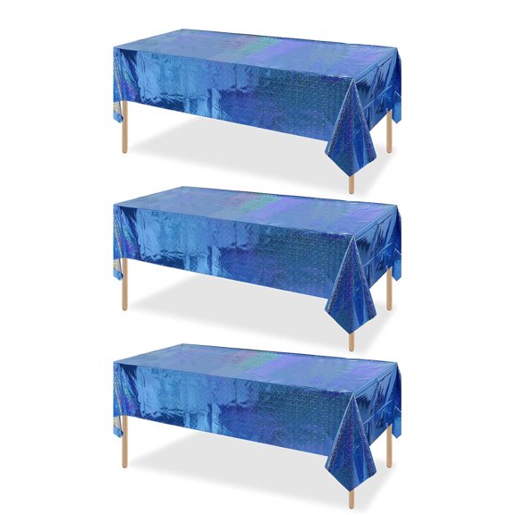 AUQ 2026 New 3Pcs Table Cloth Rainbow Laser Effect Table Cover Premium Aluminum Foil Table Covers 137*274Cm Style6 for Parties Celebrations Holiday Events Dining Tables Special Occasions.