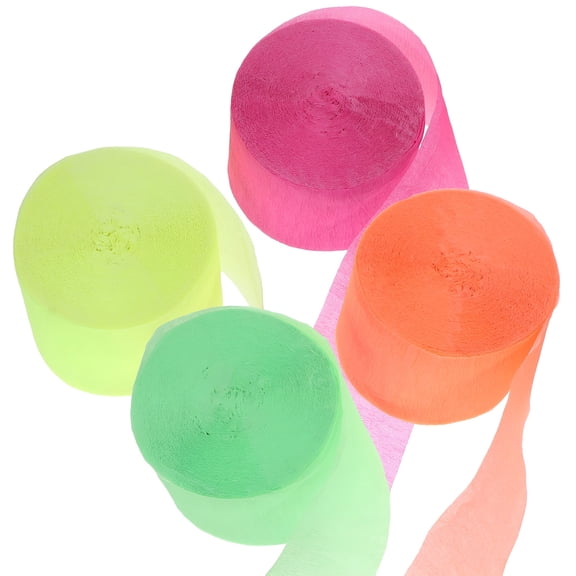 AUQ 2026 New 4 Rolls Glow in the Dark Crepe Paper Streamers Fluorescent Streamers for Birthday Festival Party Decor,For Birthday Parties,Celebrations,Festivals,Night Events,Diy Decorations.