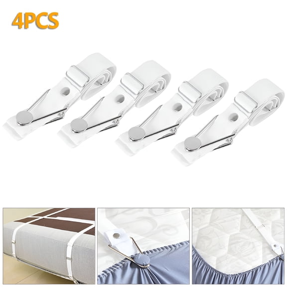 AUQ 2026 New 4Pc Bed Sheet Holder Strap Clip Mattress Blankets Elastic Gripper Garter Bedding for Bedroom,Guest Room,Dormitory