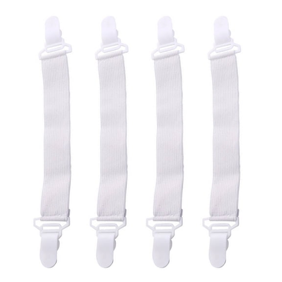 AUQ 2026 New 4Pcs Bed Frame Elasticity Smooth Surface Bedding Fasteners Adjustable Elasticity Bed Sheet Belt,White, for Bed Sheets, Mattress, Bedding Setup, Home Use, Hotel Rooms