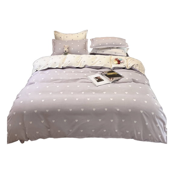 AUQ 2026 New 4Pcs Bed Sheets Cozy Cotton Bedding Combo Black and White Comforter Set Student Friendly Sets for Dorm Teen Room Guest Room Queen Flannel Sheets Style9