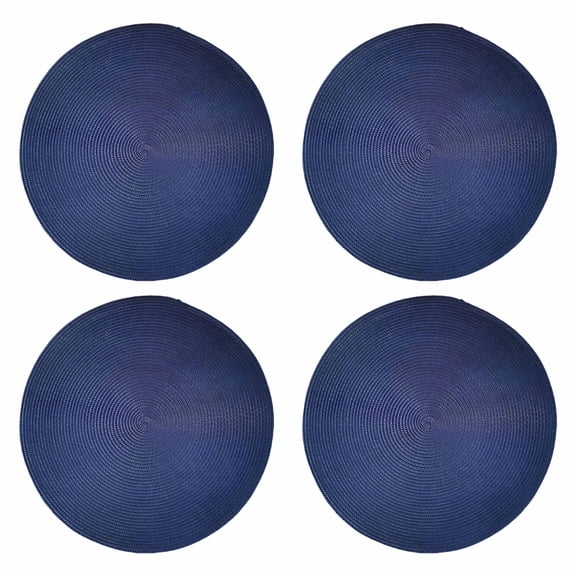AUQ 2026 New 4Pcs Gold Placemats Long-Term Dustproof Round Placemats Anti-Fouling and Clean Table Mat for Dining,Kitchen,Party,Deep Royal Blue