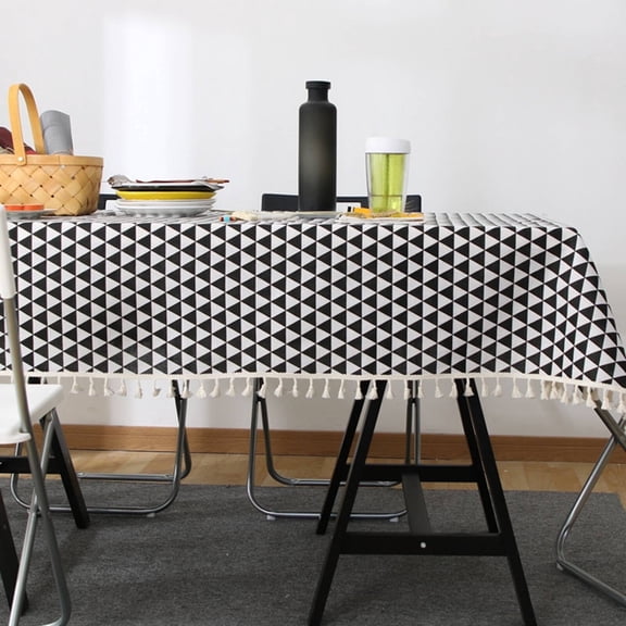 AUQ 2026 New 55*55" Wipeable Tablecloths Dustproof Linen Tablecloth Reactive Printing and Dyeing Table Cover for Kitchen Dining Table Home Decor Family Gatherings Outdoor Events.